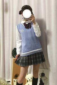 Japanese Cute solid color JK Sweater Vest MK17062