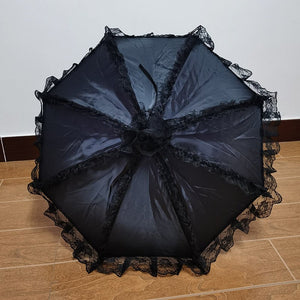 Lolita Outdoor Party Black Gothic Lace Umbrella MK16776