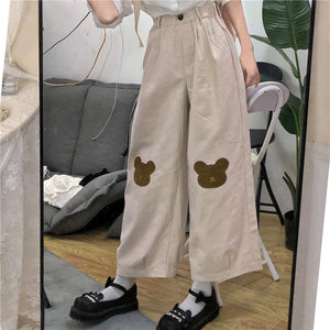 Japanese Kawaii Cartoon Bear Embroidery Pants MK16573