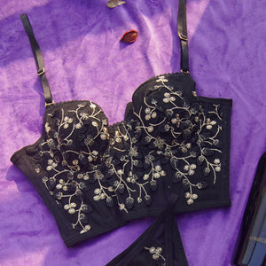 Cute Flower Embroidered Lace Lingerie Set MK16385