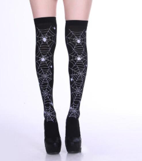Harajuku Gothic Punk Skull Printed Black Thin Socks MK17187