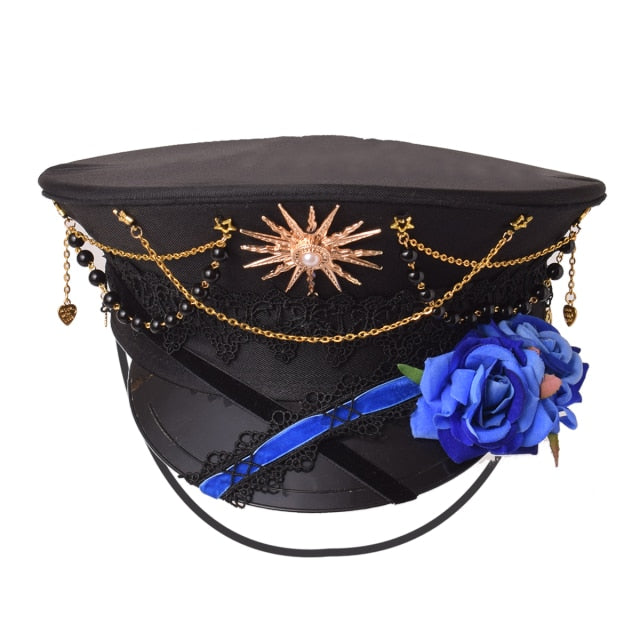 Gothic Punk Cross Lolita Rose Hat MK16980