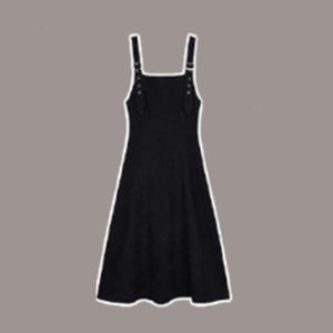 Fashion Gray Short Sweater Black Dress Two Piece Set MK16135