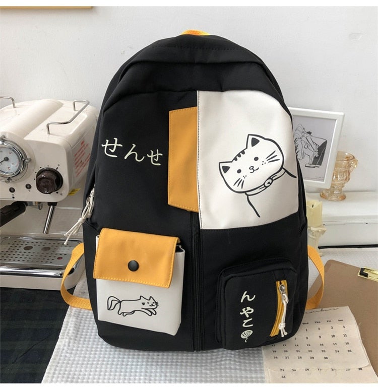 Kawaii Patchwork Large Capacity Waterproof Nylon Backpack MK17694