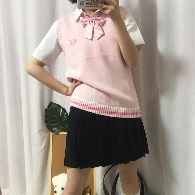 Japanese Cute solid color JK Sweater Vest MK17062