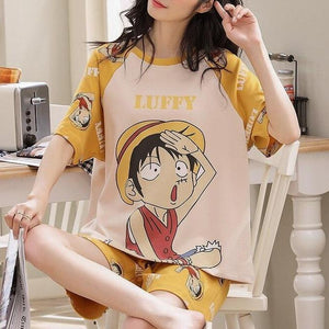 One Piece Luffy Short Sleeve Tops Shorts Pajamas Set MK16125