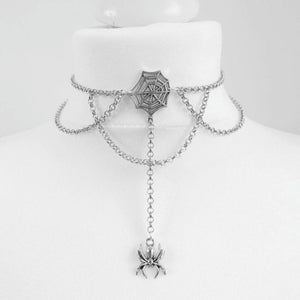 Gothic Crescent Moon and Stars Choker Witch Punk Necklace MK16600