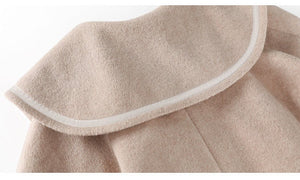 Elegant Wool Blends Big Pocket Solid Sailor Collar Coat BM125