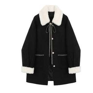 Wool Turn-down Collar Coat Single Breasted Long Jackets BM155