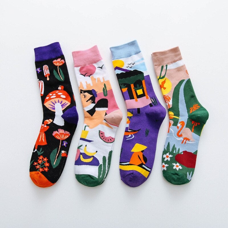 Kawaii Occident Fashion Colorful Print Socks MM2235