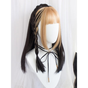 Harajuku Fairy Black Blonde Long Straight Lolita Wig MM2220