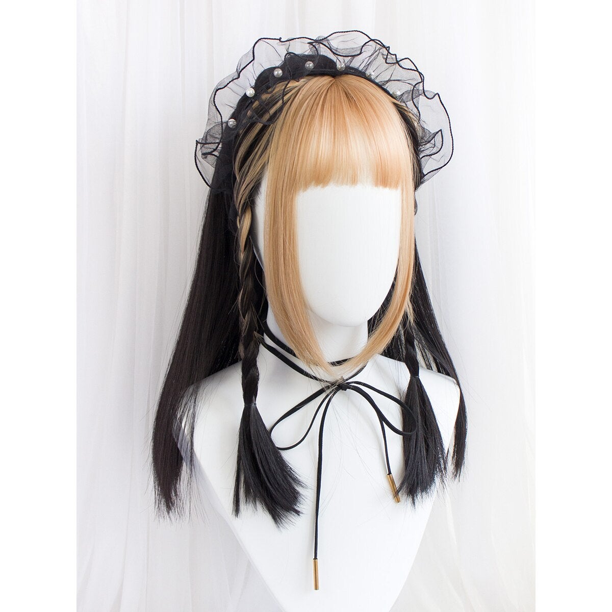 Harajuku Fairy Black Blonde Long Straight Lolita Wig MM2220