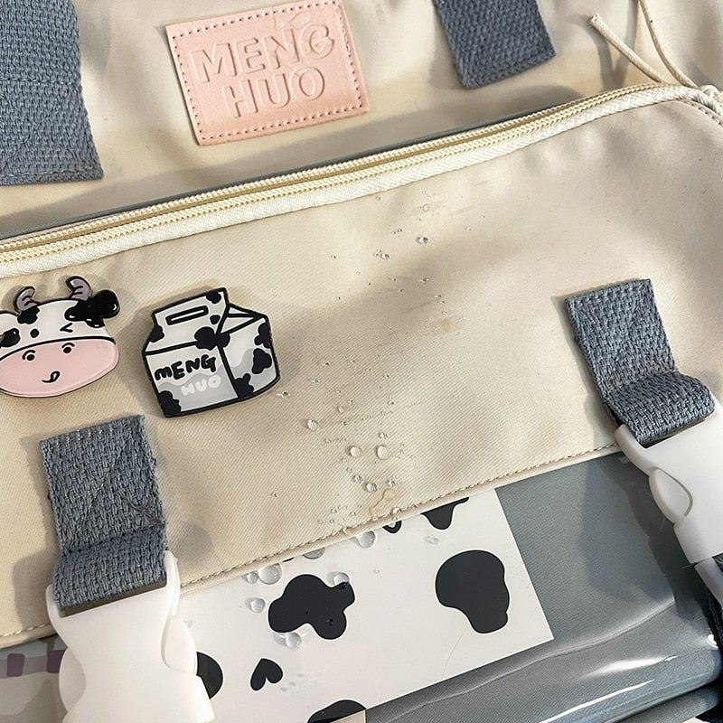 Cow Badge Kawaii Waterproof Backpack BM059