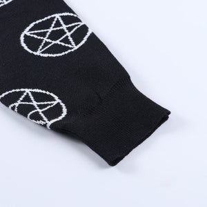 Gothic Style Printing Black Cardigan Sweater BM093