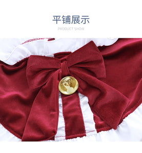 Kawaii Red Christmas Ruffled Lace Up Santa Lingerie Set MK16782