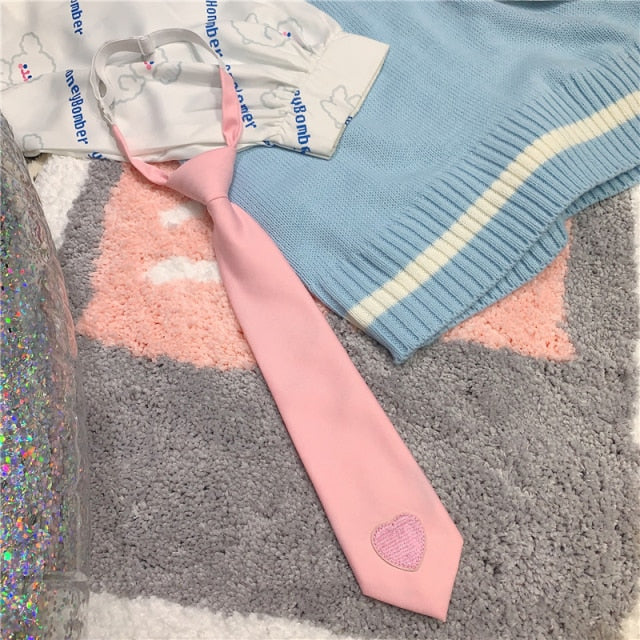 Preppy Style Cute Cosplay Sweet Pink Blue Neck Tie BM165