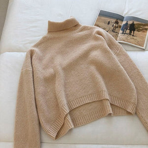 Turtleneck Knitted Jumpers Elegant Loose Sweater BM162
