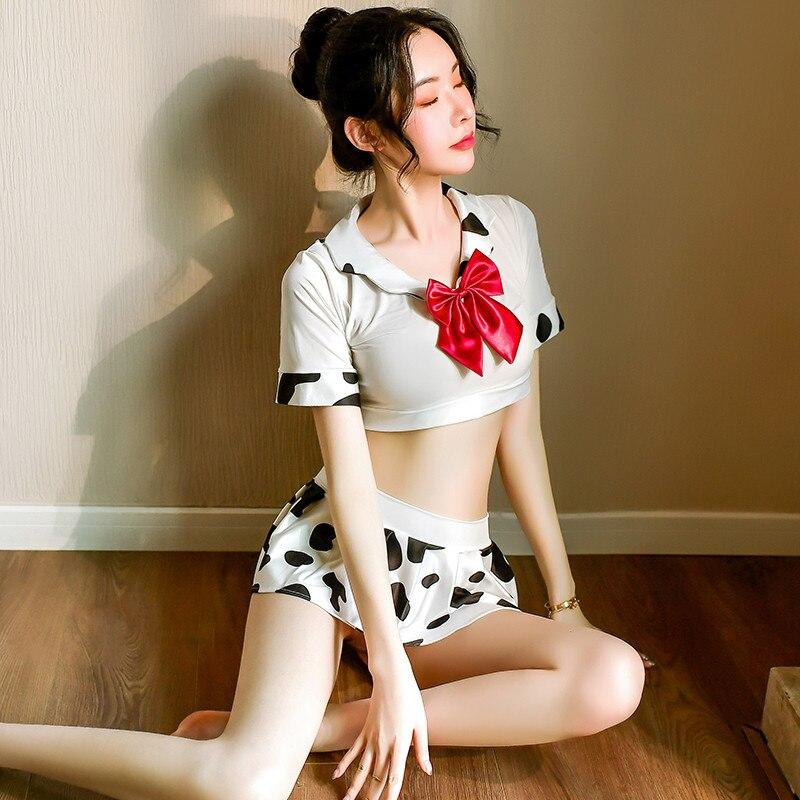 Japanese Kawaii Cow Lingerie Set with Bow MM2254