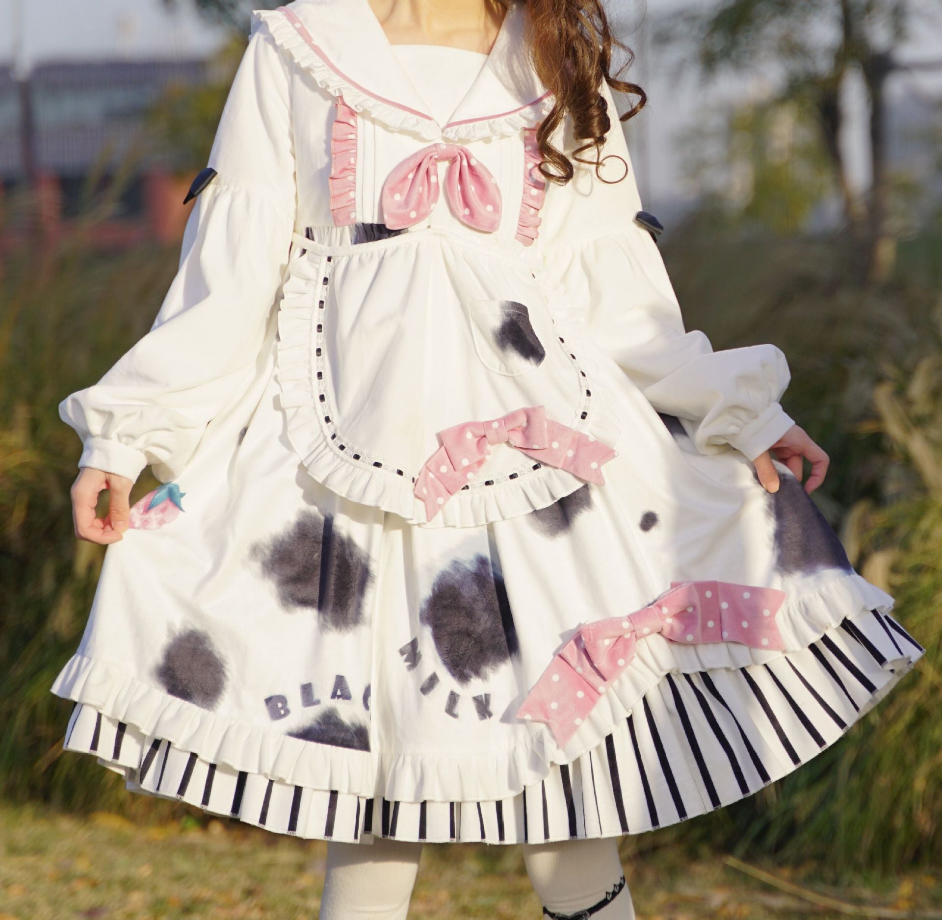Kawaii Strawberry Cow Op Sweet Lolita Dress MM2293