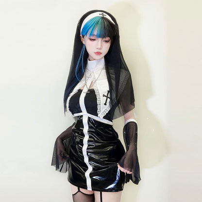 Punisher Nun Elena PU Dress ON661