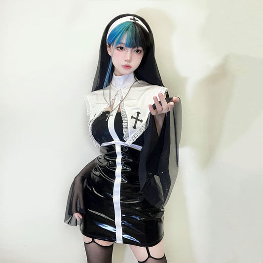 Punisher Nun Elena PU Dress ON661 - free size / Whole set