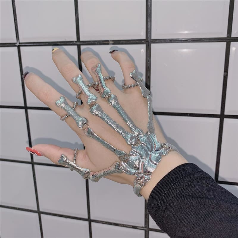 Punk Skeleton Ring Bracelet MK15307 - KawaiiMoriStore