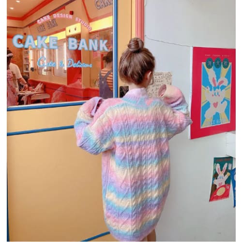 Rainbow Furry Sweater Coat MK15259 - KawaiiMoriStore