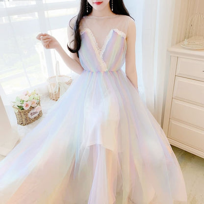 Rainbow Gauze Sleeveless Dress MK15129 - KawaiiMoriStore