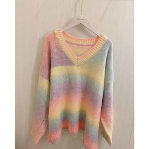 Rainbow Knitted Sweater MK15375 - KawaiiMoriStore