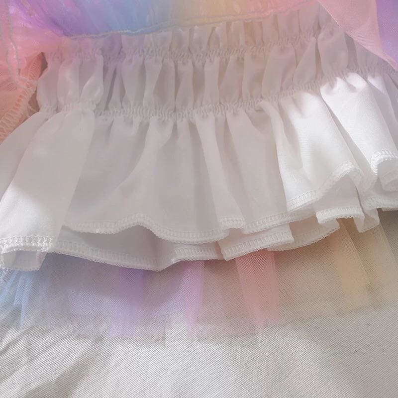 Rainbow Pastel Kawaii Aesthetic Princess Crop Top - One Size