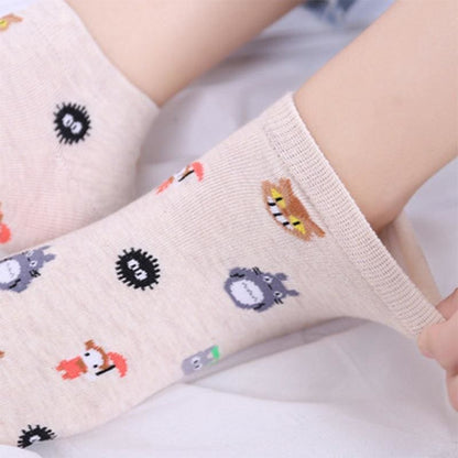 Random 1 Pair Cotton Cartoon Ghibli Socks MK14940 - KawaiiMoriStore