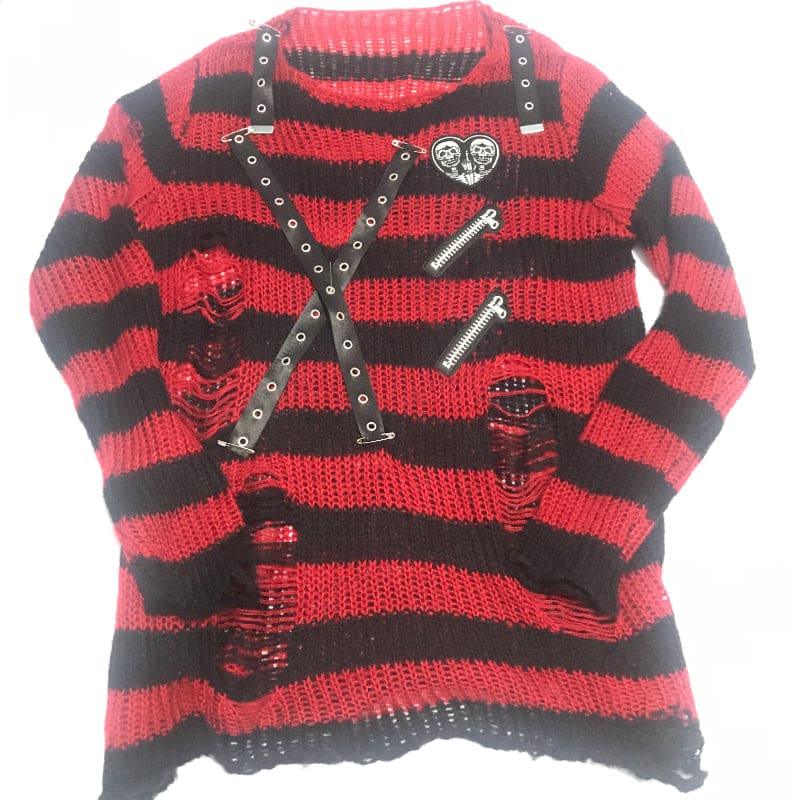 Red Black Stripes Strapes Misa Top ON672 - free size