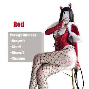 Red Christmas Princess Cosplay Costumes Sexy Bodysuit MM0569 - KawaiiMoriStore