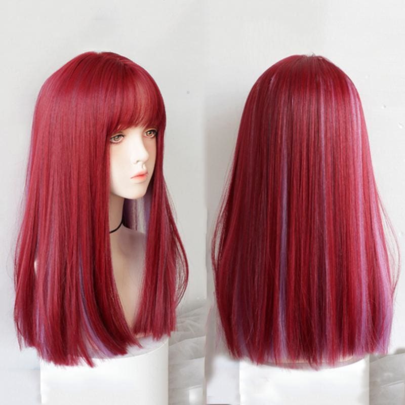 Red Purple Long Straight Wig MK15806 - KawaiiMoriStore