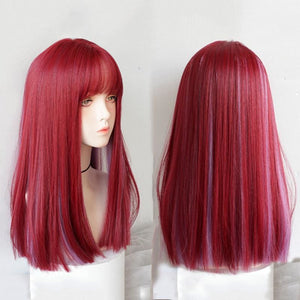 Red Purple Long Straight Wig MK15806 - KawaiiMoriStore