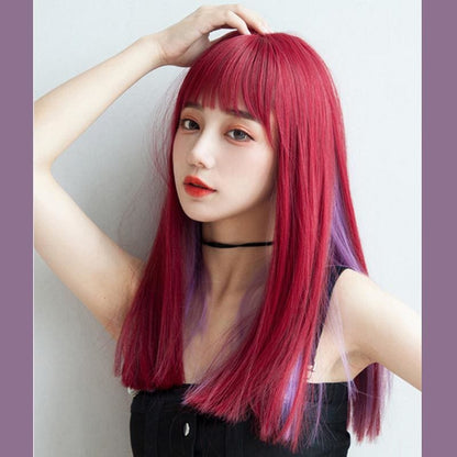 Red Purple Long Straight Wig MK15806 - KawaiiMoriStore