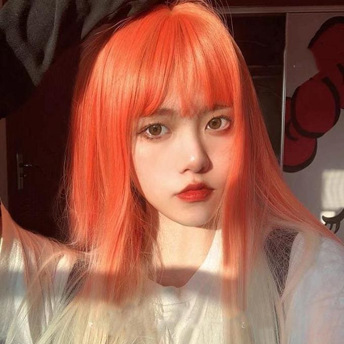 Red Yellow Gradient Long Curly Wig MM0923 - KawaiiMoriStore