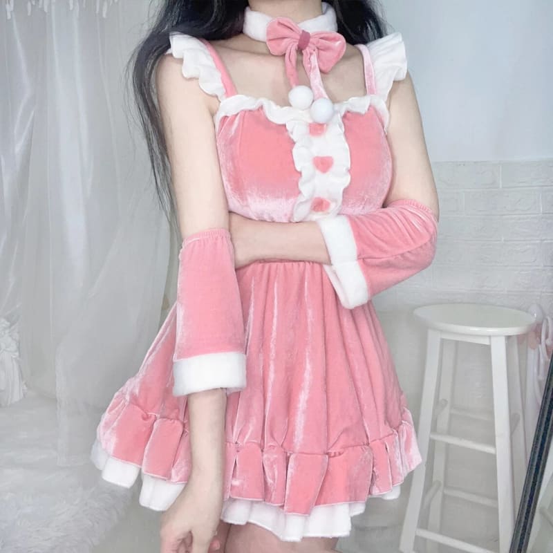 Red/Pink Kawaii Christmas Dress Set PE200