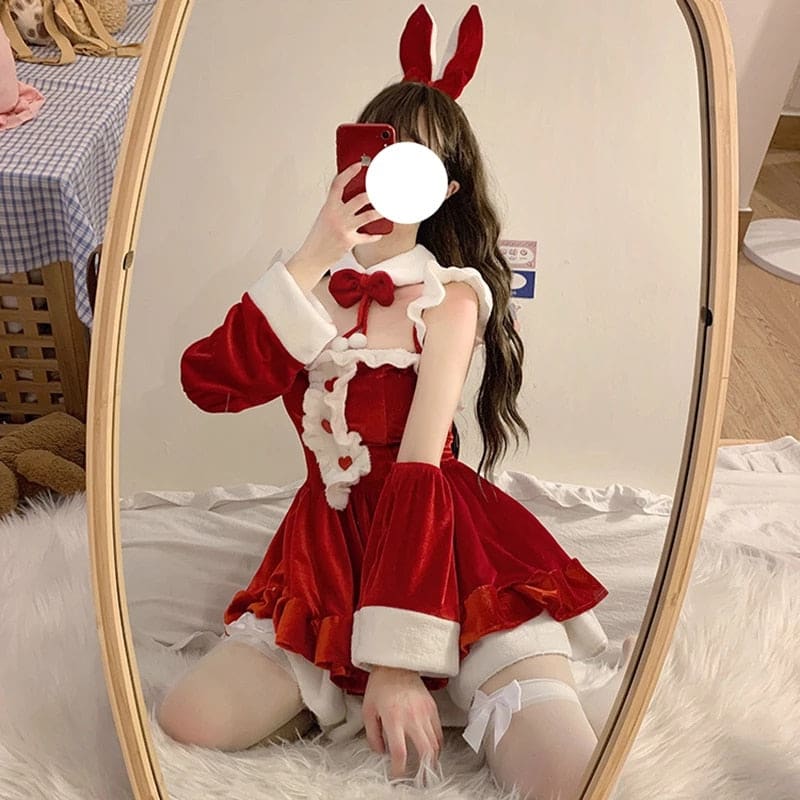 Red/Pink Kawaii Christmas Dress Set PE200