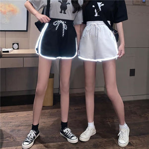 Reflective High Waist Loose MKorts Shorts MK14982 - KawaiiMoriStore