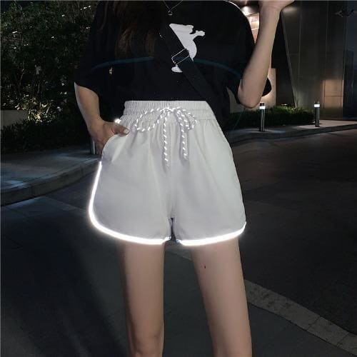 Reflective High Waist Loose MKorts Shorts MK14982 - KawaiiMoriStore