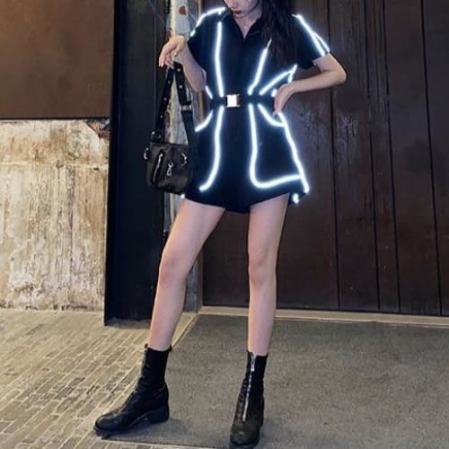 Reflective MKorts Jumpsuit Shorts MK15014 - KawaiiMoriStore