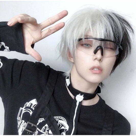 [ Reservation] Black and White Pair with Yin and Yang Cosplay Short Wig MK15554 - KawaiiMoriStore