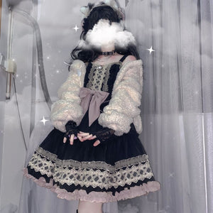 [Reservation] Cute Black Purple Lolita Cake Slip Dress MM1182 - KawaiiMoriStore