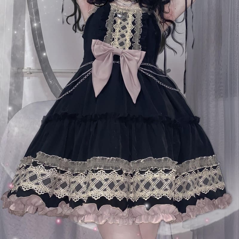 [Reservation] Cute Black Purple Lolita Cake Slip Dress MM1182 - KawaiiMoriStore