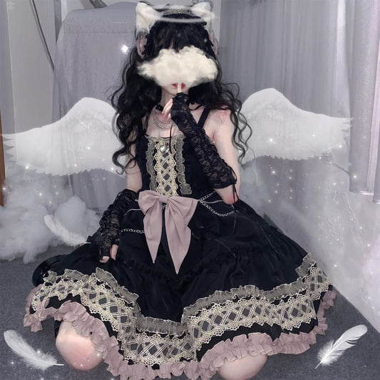 [Reservation] Cute Black Purple Lolita Cake Slip Dress MM1182 - KawaiiMoriStore