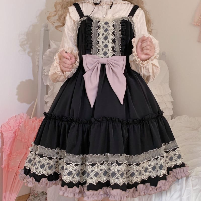 [Reservation] Cute Black Purple Lolita Cake Slip Dress MM1182 - KawaiiMoriStore