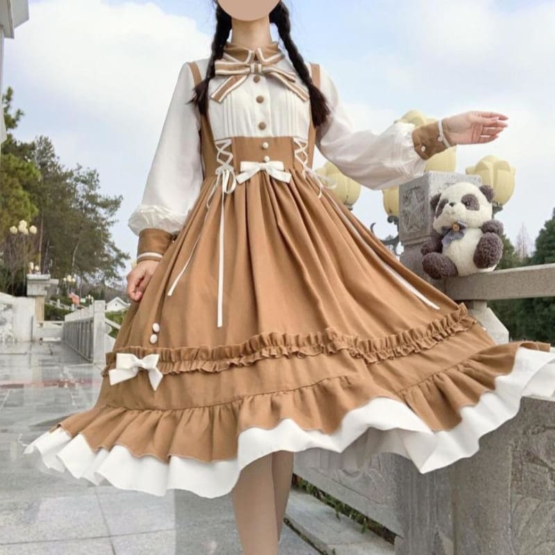 [Reservation] Cute Bowknot Wavy Edge MKlice Lolita Dress MK15173 - KawaiiMoriStore