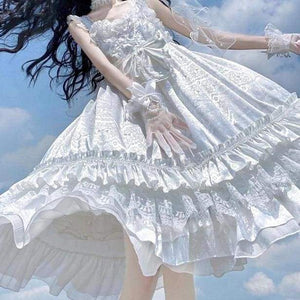 [Reservation] Cute White Bowknot Lolita Jsk Slip Dress MM1185 - KawaiiMoriStore