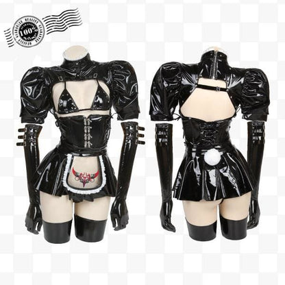 [Reservation] Gothic Maid Bunny Girl Patent Leather Lingerie Set MK154 - KawaiiMoriStore